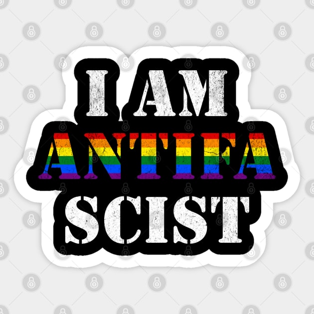 I Am Anti Fascist Rainbow Pride Flag LGBTQ Equality Activism Sticker by Yesteeyear